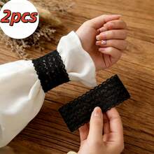 Bộ 2 chiếc kẹp giữ cổ tay áo chống trượt, kẹp cố định cổ tay áo co giãn, dây thun điều chỉnh chống trượt cổ tay áo sơ mi, dụng cụ giữ vị trí tay áo, phụ kiện quần áo đa chức năng, dây thun tay áo sơ mi công sở, phụ kiện tay áo Hanfu/Lolita, điểm nhấn trang phục hàng ngày, tăng thêm vẻ đẹp cho ảnh, dụng cụ siết chặt cổ tay áo cho nam và nữ - Cổ tay áo ren xếp ly - Xem 6