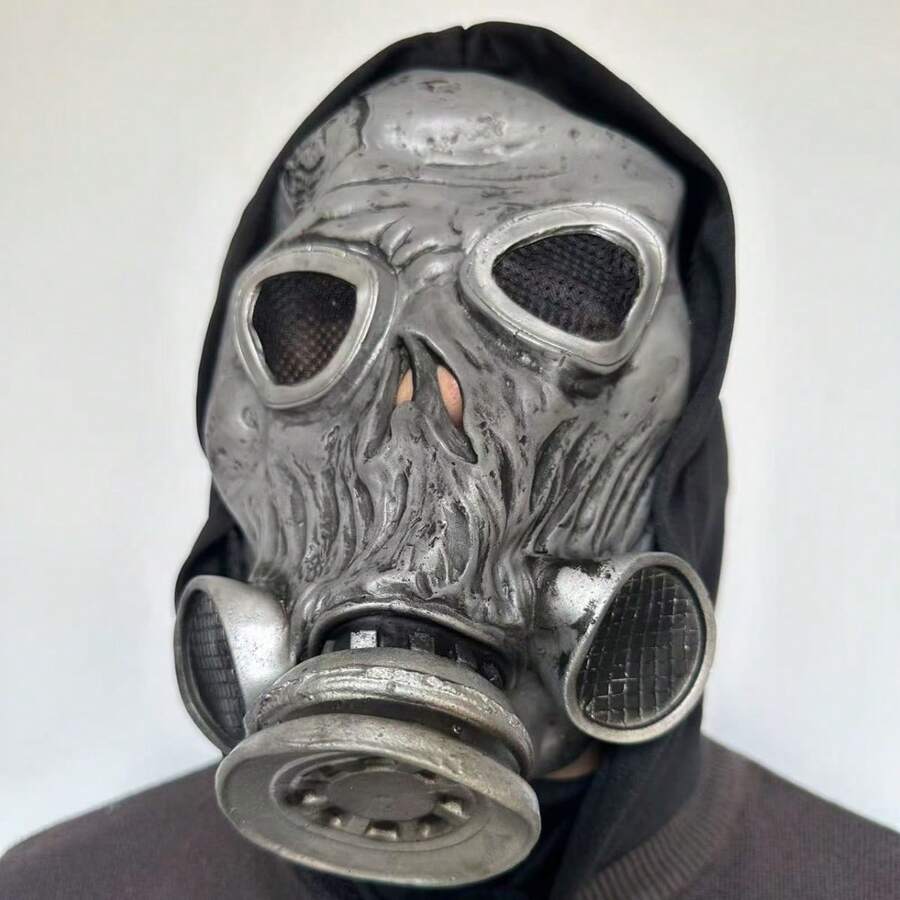 1件 Radstorm 銀色生物危害面具,適用於萬聖節末日派對/廢土角色扮演服裝,熱銷商品 - 毒霧面具 - 查看 1