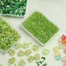 Green Glass Bead Plant Set, Eternal Plant Crystal Leaf Flower Beads, Succulent Stand Plant Jewelry Making, DIY Handicrafts, Graduation Friendship Gift - Multicolor - View 3