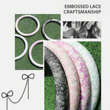 Car Steering Wheel Cover, Lace Pattern With Napa Leather Patchwork, Rubber Inner Ring, 15 Inch Universal, Breathable And Non-Slip, Suitable For Cars And SUVs, Girly Style Car Accessories, Car Interior Decor - F104 - View 4