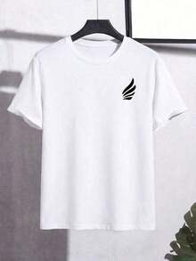 Men's Short-Sleeved T-Shirt With A Round Neck And A Simple Design - 酒紅色 - 查看 2