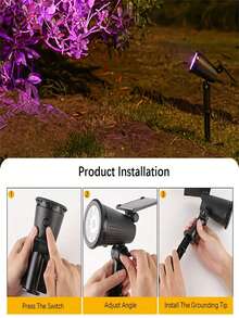 1 pieza Luces solares de foco, 9 LED IP65 a prueba de agua, luces decorativas de jardín 2 en 1, 3 modos de iluminación, lámparas para exteriores para jardín, patio, entrada de vehículos, sendero - multicolor - Ver 4