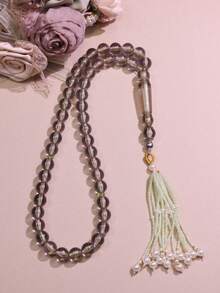 1 pieza Nuevo colgante con borla de perla pequeña, 45 piezas Cuentas de oración de Ramadán de 10mm, Rosario de recitación diaria de Ramadán, Regalo de Ramadán, Accesorio religioso unisex - Multicolor - Ver 5