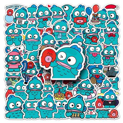  50 Adorable Sanrio Half Mermaid Hanton Waterproof DIY Home Decor Self-Adhesive Cartoon Stickers