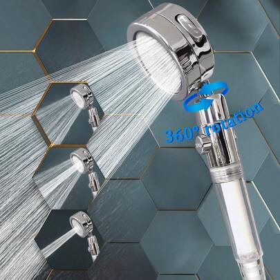 1 bộ lọc vòi sen áp lực cao, vòi sen cầm tay phòng tắm với lưu lượng nước tăng cường.