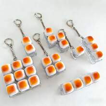Soft Bread Keyboard Keychain Stress Relief Toy Caramel Bread Keyboard Stress Relief Toy - Crisp Sound, Stress-Relieving Clicky Toy Keychain, Quiet Anxiety Toy For Adults Work, Travel, Home - Relieve Anxiety, Improve Focus, Desk Decor, Party Favors, Christmas And Birthday Gifts - Multicolor - View 1