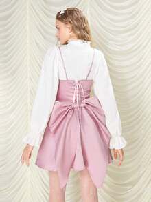 Vestido de tirantes elegante de unicolor y simple para uso diario de mujer - Rosa - Ver 8
