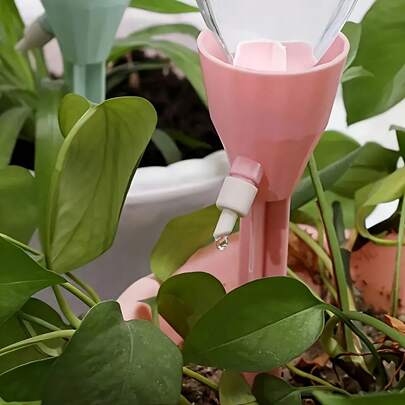 20pcs Automatic Plant Drip Irrigation Kit, Adjustable Water Flow, Suitable For Indoor And Garden Plants, Compatible With Standard European And American Bottle Caps, Includes 10 Drippers And 10 Knobs