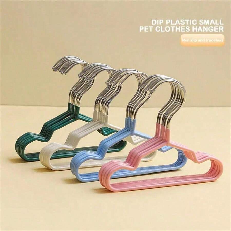 5pcs Metal Mini Coated Pet Hangers, With Non-Slip Clips, Windproof Design And Anti-Rust - 5.9 Inch And 9.8 Inch Mini Hangers, Suitable For Dog Cat Clothes, For Wardrobe Organization And Boutique Display - Multicolor - View 1