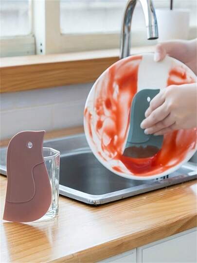 Dụng cụ cạo hình chim cánh cụt mềm - Dụng cụ vệ sinh nhà bếp đa năng, dùng để làm sạch dầu mỡ và cặn bánh nướng, không cần pin, thích hợp để làm sạch bồn rửa và cặn bẩn trên mặt bàn, dụng cụ cạo nhà bếp | Thiết kế lạc quan | Dụng cụ cạo có cạnh mềm