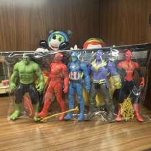 Marvel 5件套超级英雄可动人偶套装 - 完美礼物之选，复仇者联盟系列，精美图案展示，小巧设计，细节丰富的模型，高品质收藏品，角色收藏，漫画迷必备（款式随机） - 彩色 - 查看 4