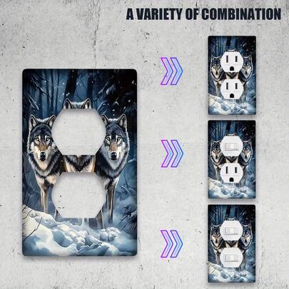 1pc Wolf Head Design Switch Panel Cover, Modern Art Agate Stone & Watercolor Gold Line Bathroom Home Living Room Decor Switch Plate