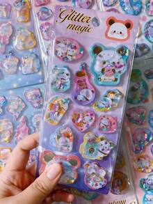 3D Foam Cup Stickers - Cute Cartoon Water Bottle Stickers - Student Notebook And Diary DIY Stationery - Waterproof Adhesive - Multicolor - View 18