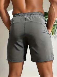 3pcs Boyfriend Style Men's Lightweight Soft Quick-Dry Running Shorts For Summer Workout & Fitness Sports - Grey - View 3