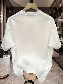 Nueva camiseta deportiva de manga corta para hombre, estilo americano, de marca de moda, de algodón puro de alta calidad, con diseño urbano, estampado único, sensación de alta gama, elegante y casual, versátil, de manga corta y delgada, ideal para parejas y adolescentes. - Blanco - Ver 2