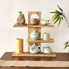 1pc Home Fragrance Shelf, Multi-Layer Makeup Organizer, Fragrance Display Stand, Vintage Wooden Cosmetic Storage Rack, Vanity Counter - Multicolor - View 12