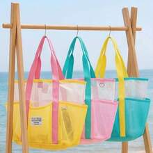 1pc Beach Bag, Summer Swimming Mesh Tote Bag, Large Capacity Mesh Bag For Swimwear & Accessories - Multicolor - View 8