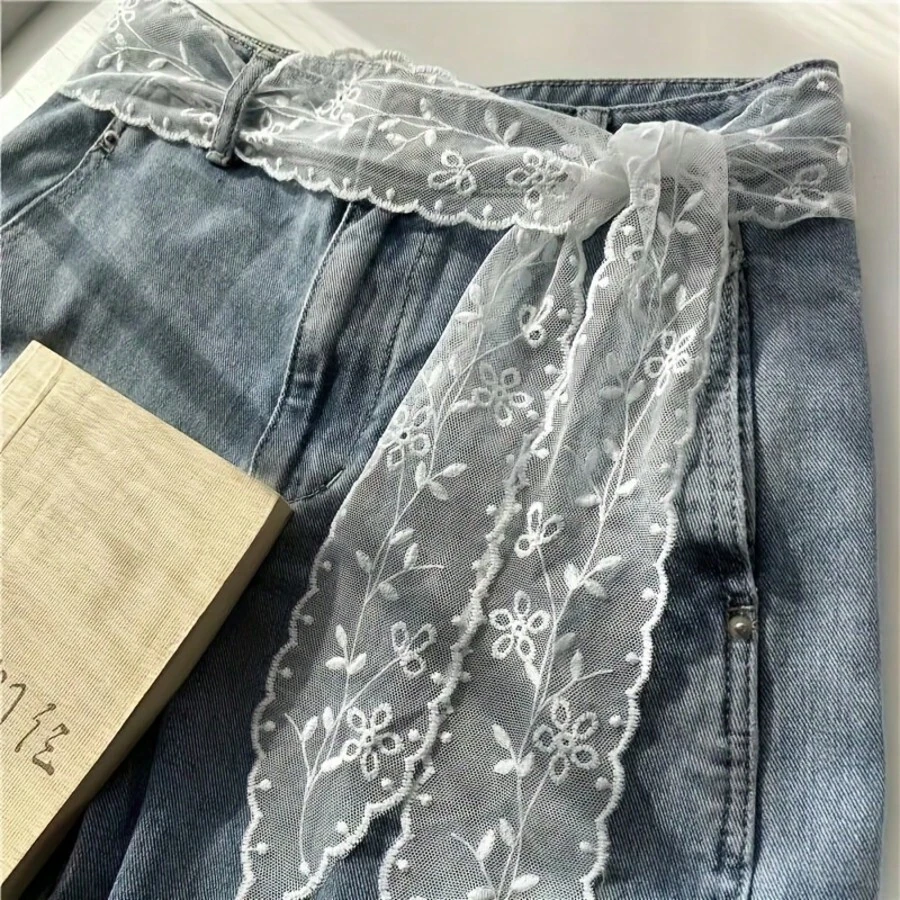 1pc Vintage Style Lace Scarf Headband Waist Belt - Elegant Long Ribbon With Floral Pattern, Machine Washable, Suitable For Weddings, Parties, Beach Activities And Casual Wear, Wedding Accessories, Sweet Style Accessories, Silk-Like Texture - Multicolor - View 1
