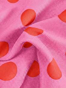 Nuevo conjunto de bikini con estampado de lunares sexy, espalda descubierta y lazo, con tirantes de espagueti para playa y piscina en vacaciones - Rosado Sandía - Ver 5