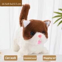 Nuevo juguete de peluche de gatito para caminar, gato interactivo eléctrico, Animal relleno, cola mullida, cabeza que mueve, gato, juguete para mascotas, regalo para niños - Gato Bantam Blanco - Ver 11