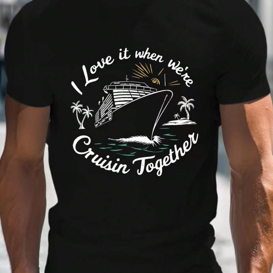 Printed T-Shirt For Men And Women - 黑色 - 查看 1