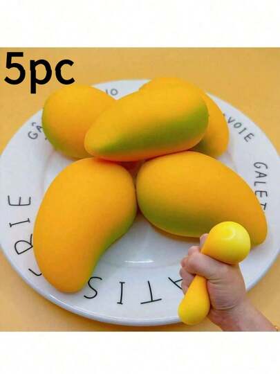 1/2/5Pcs Mango Shaped Slow Rebound Squeeze Toy, Soft Viscous Texture Fruit Decompression Fidget Toy, Fun Handheld Prop For Practical Jokes And Desktop Decoration, Relieve Anxious Moods, Ideal Novelty Gift For Various Festive Occasions