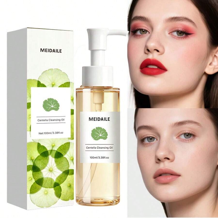 Dầu tẩy trang cỏ tuyết MEIDAILE 100ML/3.38 Oz - Làm sạch nhẹ nhàng lớp trang điểm cho mặt, môi và mắt - Tươi mát, dịu nhẹ và nhẹ nhàng, chứa chiết xuất cỏ tuyết. - Dầu tẩy trang Centella Asiatica - Xem 1