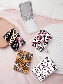 1pc Millennium YK Style Leopard Print Series Portable Folding Ultra-Thin Convenient High-Quality Stainless Steel Plated Bright Silver Nano Electroplated Frame Delicate Details Suitable For Multiple Occasions For All - Multicolor - View 2