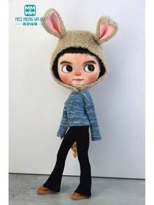 Ropa para muñeca Blyth, gorro de felpa con Orejas de conejo a la moda, multicolor, para regalo de juguetes Blyth, Azone, OBitsu, FR, 1 Uds. - XB--101-A - Ver 6