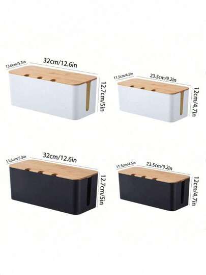 Hộp quản lý dây cáp cỡ lớn - Hộp đựng dây cáp kiểu vân gỗ, thích hợp cho dây TV, dây cáp máy tính, dây USB và ổ cắm điện bàn làm việc - Được làm từ chất liệu ABS.