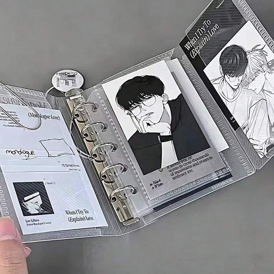 FEINIBOOK 1 pieza Cuaderno de hojas sueltas transparente plegable en 3 partes, tamaño A6/A7/M5, cuaderno de pegatinas, plegable en diagonal, portátil, cuaderno de hojas sueltas de PP, cubierta DIY, recargable y extraíble, planificador estudiantil/de oficina multifuncional - Diario - Ver 1
