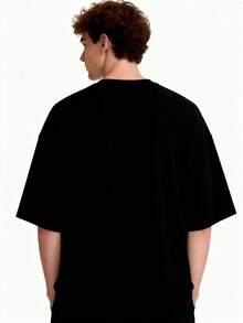 Camiseta Divertida de Cuello Redondo para Hombre - Estampado Gráfico Divertido, Ropa Casual Urbana, Adecuada para Fiestas, Citas y Oficina - Lavable aáquina, Prenda Casual Cómoda, Tallas h - Negro - Ver 7