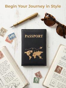 Multifunctional PU Leather Passport Holder, Waterproof Travel Wallet With Card Slots, Lightweight Document Organizer, Anti-Lost ID & Bank Card Protector, Minimalist Business/Travel Passport Cover, Large Capacity Couple Passport Holder - Multi-color B Style - View 1