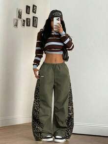 Women's Color-Blocked Parachute Pants For Spring And Summer Outings And Concerts - Apricot - View 6