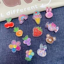 24pcs Rainbow, Sunflower Detachable DIY Shoe Charms, Cute Resin Glitter Ice Cream Shoe Decorations, Removable Shoe Clips - Perfect Christmas And Birthday Gift - Multicolor - View 5