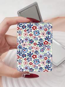 1pc Floral Countryside British Style Folding Vanity Mirror, Portable Ultra-Thin Convenient Hand Mirror, Durable PU Leather, Multi-Scenario, Suitable For All, Rectangular Folding Pocket Mirror, Delicate Floral & Butterfly Pattern Design, Foldable Structure, Wear-Resistant, Reliable, Shockproof, Easy To Carry, Double-Sided 180° Flip Cover, Multi-Functional - Multicolor - View 16