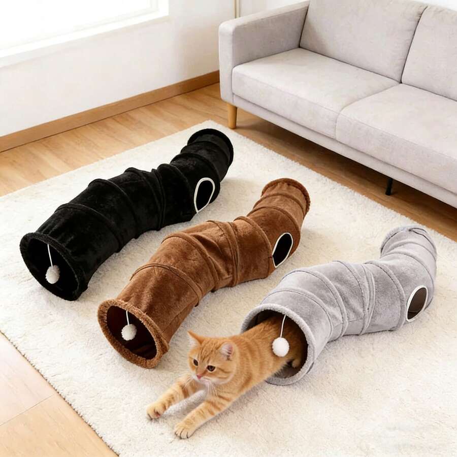 Đường hầm mê cung hình chữ S có thể gấp gọn cho mèo, đường hầm chơi dài cỡ lớn có thể thu gọn với bóng treo và lỗ nhìn, thích hợp cho mèo, mèo con, thỏ, chồn, chó nhỏ và các thú cưng khác. - Xám - Xem 1