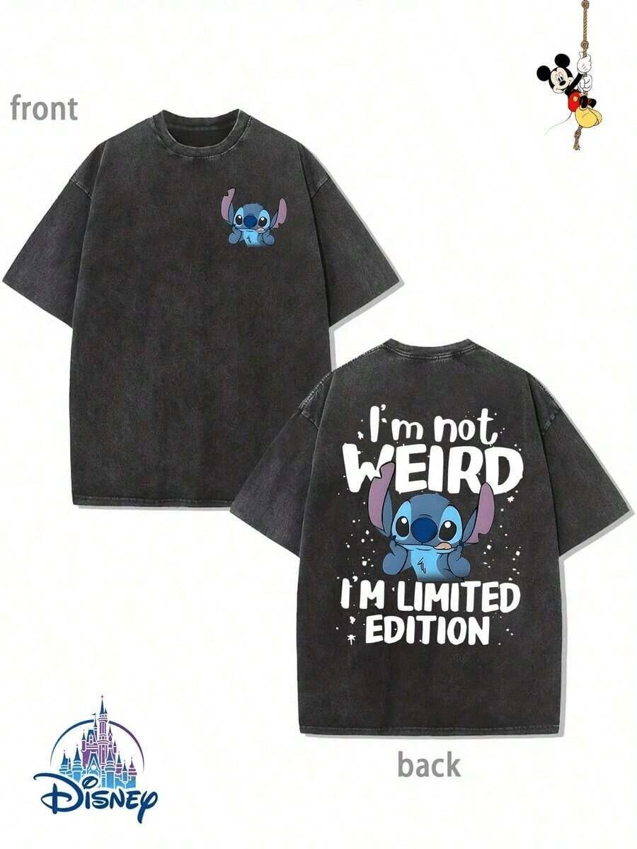 Disney Men's Lilo & Stitch "I'm Not Weird I'm Limited Edition" Washed Tee - 黑色 - 查看 1