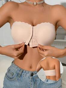 2pcs/Set Multi-Color Front Closure Bandeau Bras, Upgraded Non-Slip Padded Seamless Bras For Women (A-C Cup) - Multicolor - View 8