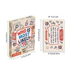 Who's Most Likely" Party Social Deduction Card Game - 54 Carefully Selected Question Cards With Rounded Corners, Friend Gathering Ice Breaker And Teasing Tool, Humorous Prank Cards, Multiplayer Interactive Board Game, Suitable For Camping, Travel And All Kinds Of Social Gatherings, Ignite Joyful Moments Anywhere, Perfect Holiday Gift - Rusty Rose - View 2