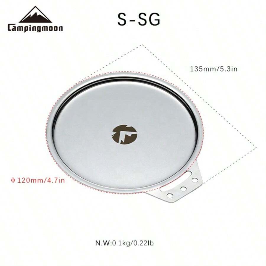 Bộ bát ăn dã ngoại bằng thép không gỉ CAMPINGMOON dung tích lớn kèm nắp, đĩa và nắp cốc, thích hợp để đun nóng trên lửa trại, cỡ S-SG - Bạc - Xem 1