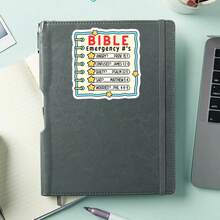 1 pieza Pegatina de vinilo con lista de recordatorios inspiradores, calcomanía de notas de estado de ánimo positivo resistente al agua con diseño de página de cuaderno lindo y estrella para decorar portátil, botella de agua, cuaderno, diario y equipaje - S2195 - Ver 4