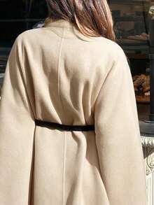 Abrigo de lana con cuello alto, mangas de murciélago, cintura ceñida para mujer en otoño/invierno - Albaricoque - Ver 7