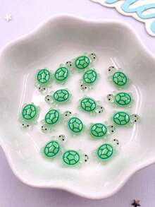 30 Stück 8*12mm bunte 3D Mini Schildkröte Harz Flachboden Strass Deko DIY Bastelbedarf, Schmuckzubehör, Schulmaterial für den Sommer - Verschiedenfarbig - Übersicht 4