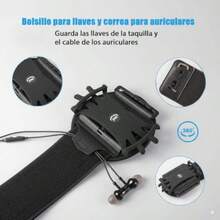 Soporte para teléfono de muñeca, 360°Bandas para Brazo para iPhone 15/14/13/Pro Max/Pro/XR/X/8/7/Plus, se Adapta a Todos los Smartphones de 4-6, 7 Pulgadas, para Running Senderismo - Negro - Ver 4