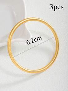 1pc Women's 4mm Solid Matte Gold Plated Bracelet, Round Vintage Style Stacking Bracelet (Note: Only 1 Piece Sold) - Gold - View 22