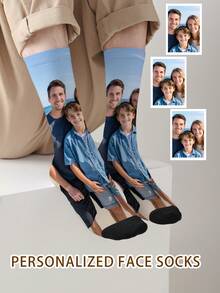 Customized Photo Face Socks, Printed Socks With Custom Pattern, Face Crew Socks, Gift For Birthday Anniversary And Bachelor Party - Multicolor - View 2
