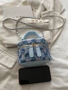 Lightweight Mini Chain Bag Quilted Handbag Bucket Bag Suitable For Girls, College Students And Office Workers - Blue - View 9