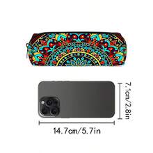 Túi đựng bút một lớp, in họa tiết hoa văn Bohemian phủ khắp bề mặt. - màu đen - Xem 7