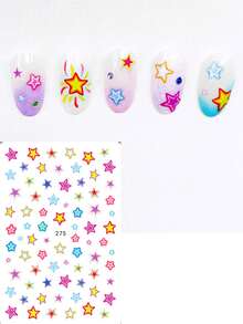 FULL BEAUTY 2pcs/Set Japanese Star Nail Stickers, Macaron Color Five-Pointed Star Nail Art Stickers, Mini Holiday Decor DIY Nail Supplies - Multicolor - View 5